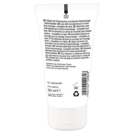 Lubrifiant et gel de massage végétalien comestible goût chocolat blanc 50ml 