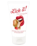 Lubrifiant et gel de massage végétalien comestible goût fraise/vin pétillant 50ml Lubrifiant et gel de massage végétalien comestible goût fraise/vin pétillant 50ml