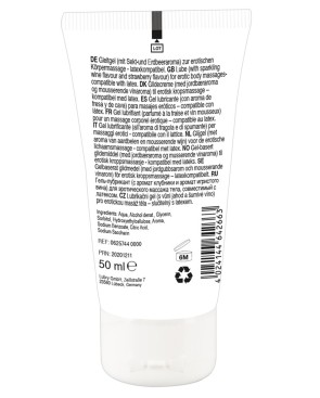 Lubrifiant et gel de massage végétalien comestible goût fraise/vin pétillant 50ml 
