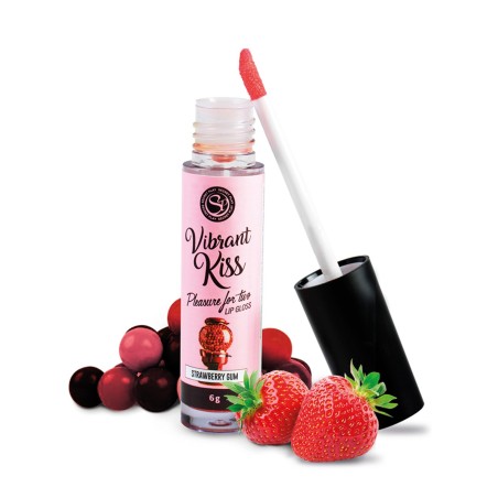 Gloss sexe oral vibrant chewing gum à la fraise 100% comestible
