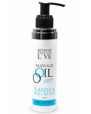 Huile de massage comestible Vanille glacée 100ml 100% naturelle 