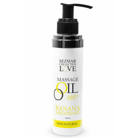 Huile de massage comestible milkshake banane 100ml 100% naturelle 