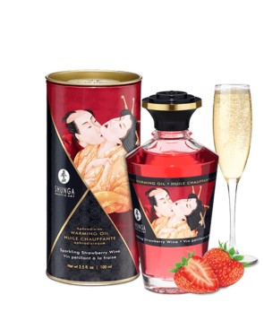 Huile chauffante fraise vin pétillant comestible 100ml