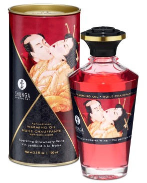 Huile chauffante fraise vin pétillant comestible 100ml