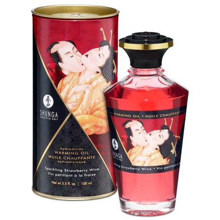 Huile chauffante fraise vin pétillant comestible 100ml