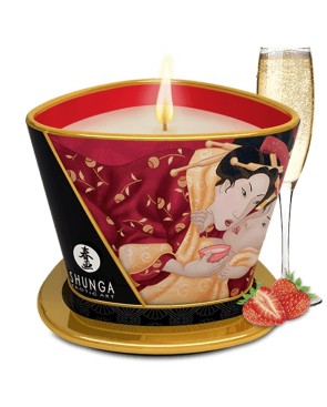Bougie de massage fraise vin pétillant 170ml 