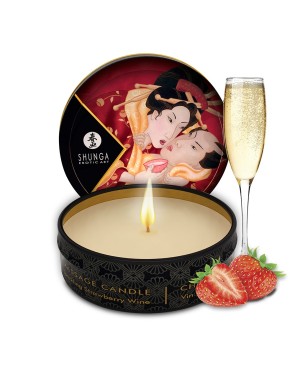 Mini bougie de massage fraise vin pétillant 30ml 