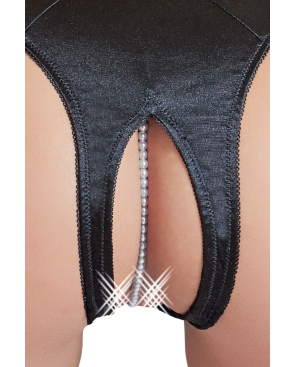 Tanga ouvert en satin avec perles - Cottelli