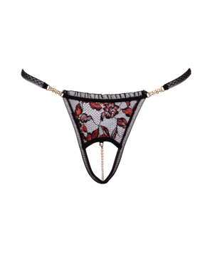 String ouvert dentelle bicolore perles amovibles - Cottelli