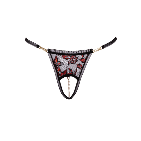 String ouvert dentelle bicolore perles amovibles - Cottelli