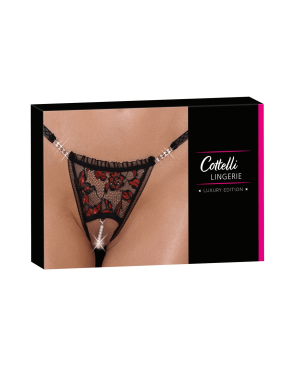 String ouvert dentelle bicolore  perles amovibles - Cottelli