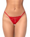 String ouvert rouge en dentelle avec perle suspendue String ouvert rouge en dentelle avec perle suspendue