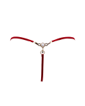 String rouge avec bijou perle strass dorés String rouge avec bijou perle strass dorés
