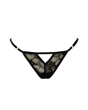 String noir avec bijou perle  strass dorés