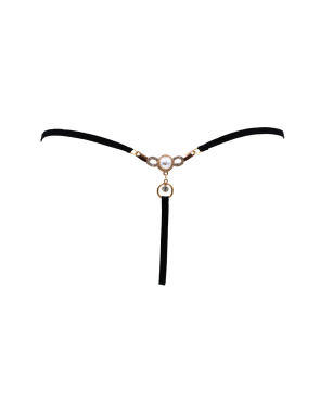 String noir avec bijou perle  strass dorés