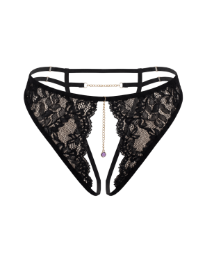 String noir avec bijou couleur aléatoire et chaîne dorée