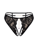 String noir avec bijou couleur aléatoire et chaîne dorée