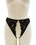 String noir avec bijou couleur aléatoire et chaîne dorée