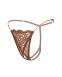 String en dentelle taupe ouvert avec chaînes dorées String en dentelle taupe ouvert avec chaînes dorées