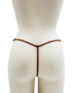 String en dentelle taupe ouvert avec chaînes dorées