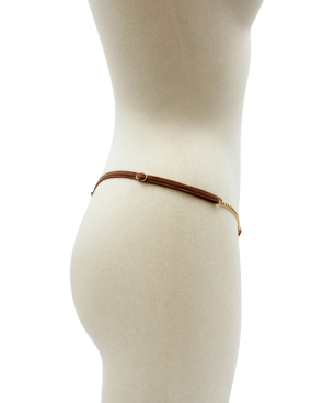 String en dentelle taupe ouvert avec chaînes dorées