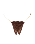 String en dentelle marron ouvert avec chaînes dorées String en dentelle marron ouvert avec chaînes dorées