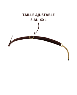 String en dentelle marron ouvert avec chaînes dorées