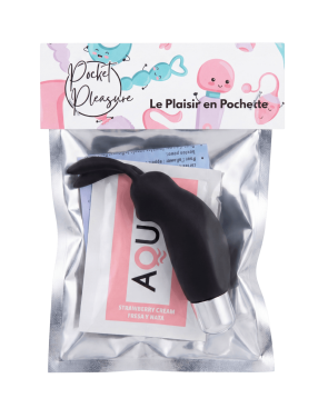 Mini Stimulateur Clitoridien Lapin Noir  1 dosette lubrifiant — Pocket Pleasure