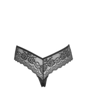 String en dentelle florale noire 