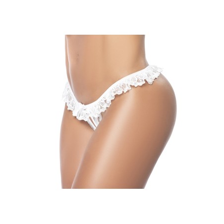 Culotte ouverte blanche avec froufrou en dentelle 