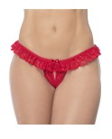 Culotte ouverte rouge avec froufrou en dentelle  