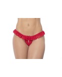 Culotte ouverte rouge avec froufrou en dentelle  