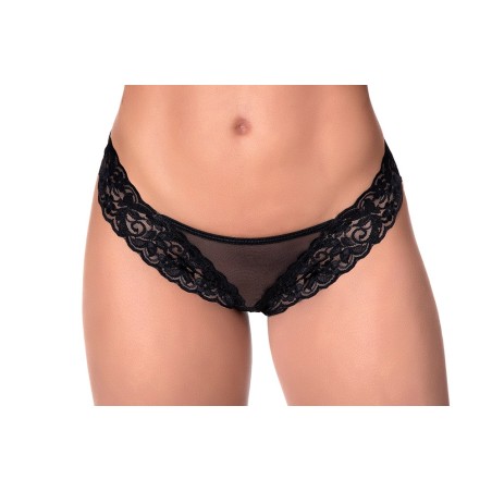 String dentelle et fine résille noire 