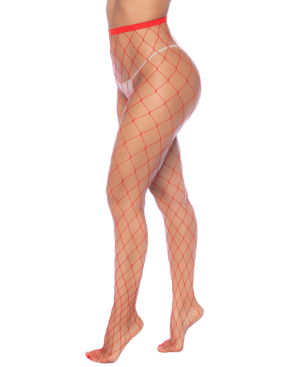 Collant large maille rouge 